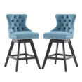 thumbnail image 5 of Tcbosik Swivel Bar Stools Set of 2, Mid-Century Modern Velvet Upholstered Bar Chair with Button Tufted Back, Counter Height Stool with Wood Legs for Kitchen Island, Dining Room, Light Blue, 5 of 11