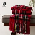 thumbnail image 5 of EVERGRACE Stewart Red Christmas Plaid Chenille Throw Blanket for Couch, Super Soft Cozy Tartan Checkered Throw Blanket with Tassels, Lightweight Plush Chenille Knit Throw for Christmas Decor, 60"x80", 5 of 8