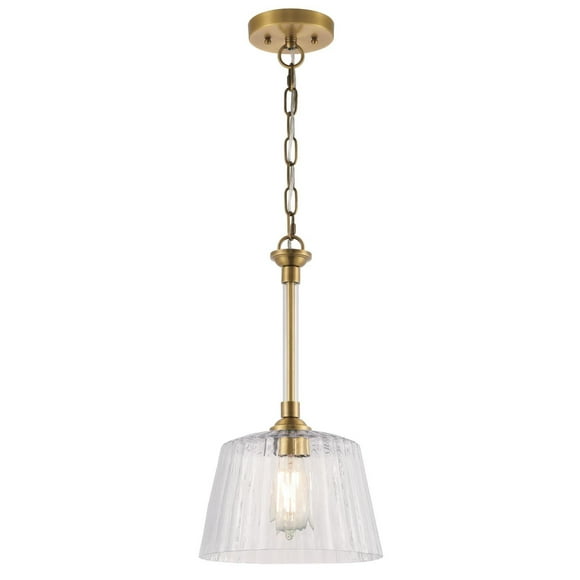 Westinghouse Lighting Pendentif à 1 lumière Aggie -Laiton Brossé et un abat-jour en verre côtelé