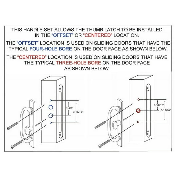 Veranda Sliding Glass Door Handle Set with Mortise Lock, Black, Non-Keyed, 3-15/16” Screw Holes