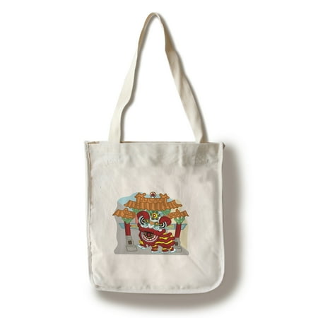 Seattle, Washington - Chinatown - Cartoon Icon - Image only - Lantern Press Artwork (100% Cotton Tote Bag -