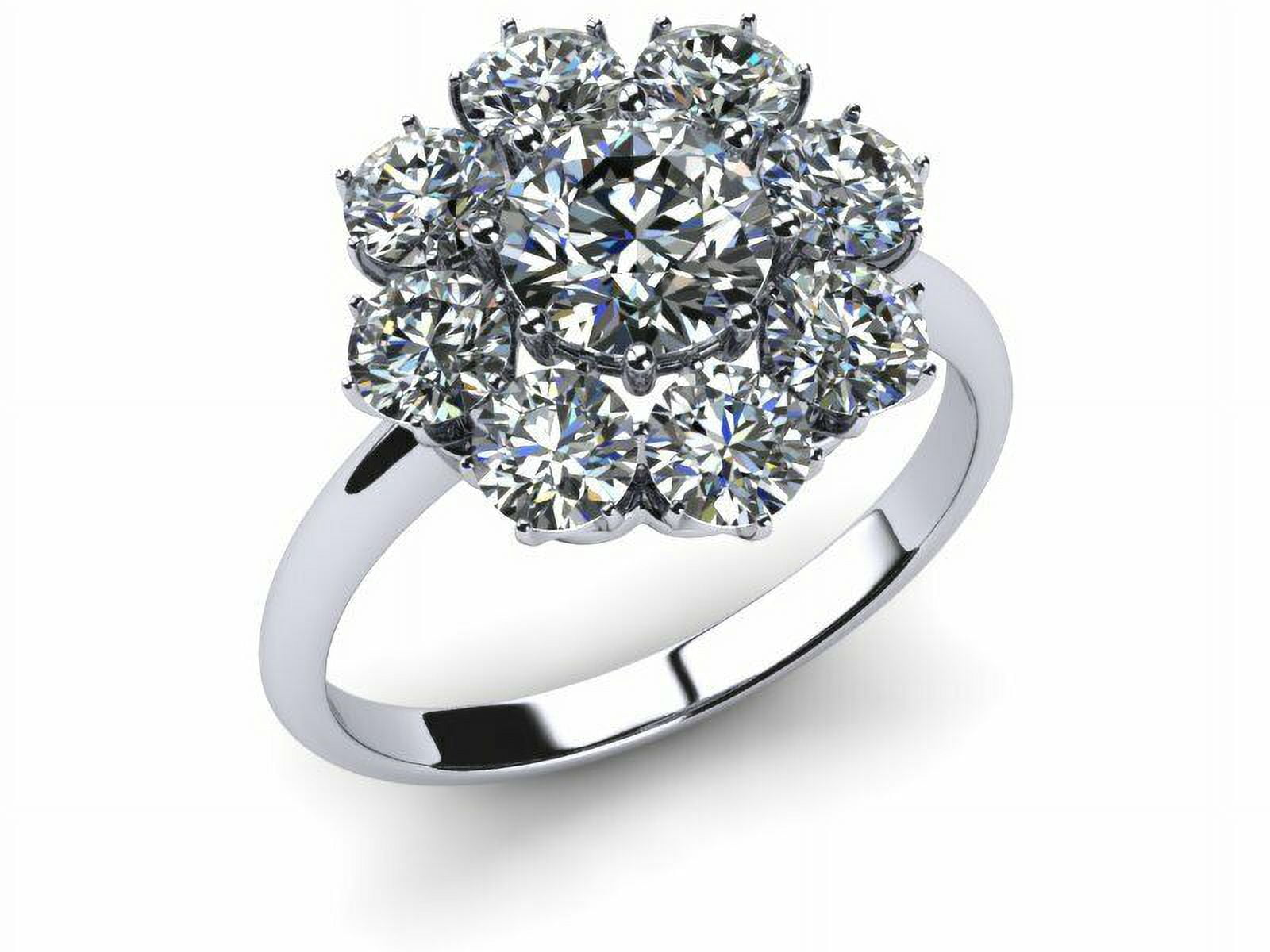 HeartsAndYou 2ct Round Cut Moissanite Floral Flower Engagement Ring for Women 18k White Gold over Silver
