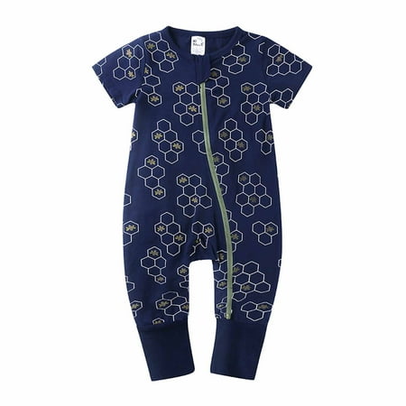 

Pejock Newborn Baby Girl s Boy s Romper Jumpsuit Organic Cotton One-Piece Coverall Toddler Short Sleeve Zipper One-piece Pajamas Romper Jumpsuit 3M-3Years