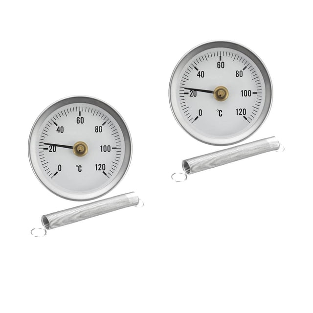 Termómetro de Cuadrante con Clip - Medidor de Temperatura Bimetálico de Temperatura con Resorte 63 Mm 120 ℃ Paquete de 2 Piezas Macarena Termómetro de tubo con clip