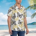 thumbnail image 5 of Haiem Golden Glitter Butterflies Printed Hawaiian Shirt for Men - Men’s Casual Beach Summer Shirts - Stretch Fabric with Modern Fit-Small, 5 of 9