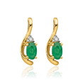 thumbnail image 5 of 14K Solid Yellow Gold Green Emerald Diamond Drop Dangle Earrings May Birthstone Jewelry, 5 of 10