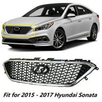 Labwork Front Bumper Grille Chrome Honeycomb Grill Fit for 2015 2016 2017 Hyundai Sonata