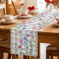 thumbnail image 5 of Spring Floral Table Runner 36 Inches Long Farmhouse Dress Scarves, Grey Plaid Pink Blue Flowers Butterfly Dining Tablerunner for Coffee Table/Kitchen Island/Party Décor, Small 13" x 36", 5 of 8