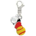 thumbnail image 2 of Delight Jewelry Silvertone I love Softball - Red Heart - Silvertone Clip on Charm with Clear Crystal Drop, 2 of 4
