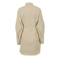 thumbnail image 5 of SAYOO Fall Shirt Dresses for Women, Lapel Long Sleeves Slim-Waist One-Piece for Ladies, White/Khaki/Brown Solid Color, 5 of 9