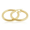 thumbnail image 2 of 14k Yellow Gold Classic Shiny Polished Round Hoop Earrings for Women, 3mm Tube x 30mm Diameter, 2 of 4