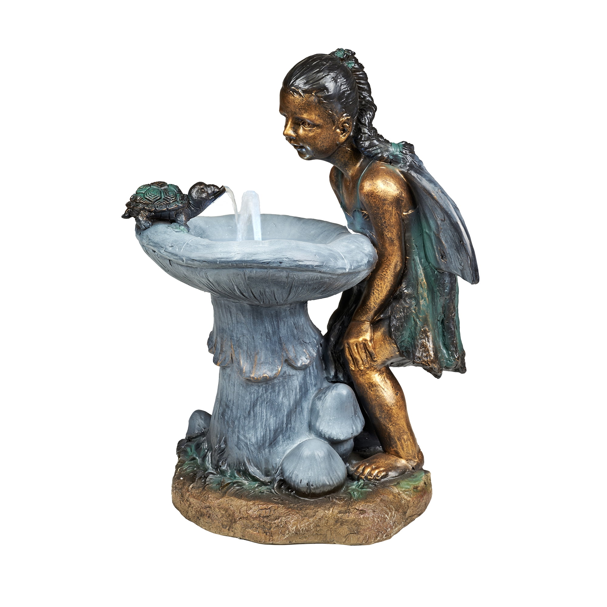 Girl Playing By Water Fountain with White LED