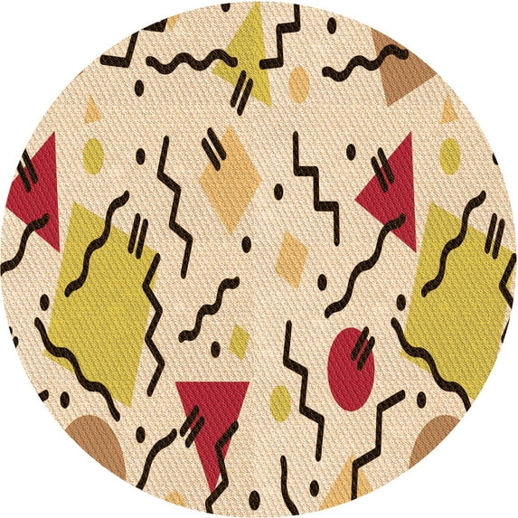 Ahgly Company Indoor Round Patterned Khaki Gold Area Rugs, 7' Round