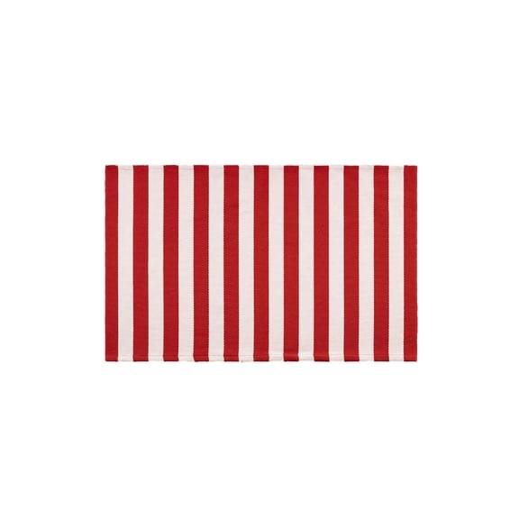 ZZERHUOO Area Rug Soft Red & White Striped Rug 36 X 60 Inches Outdoor Front Door Mat Washable Hand Woven Rug Year Holiday Porch Entryway Layered Doormat