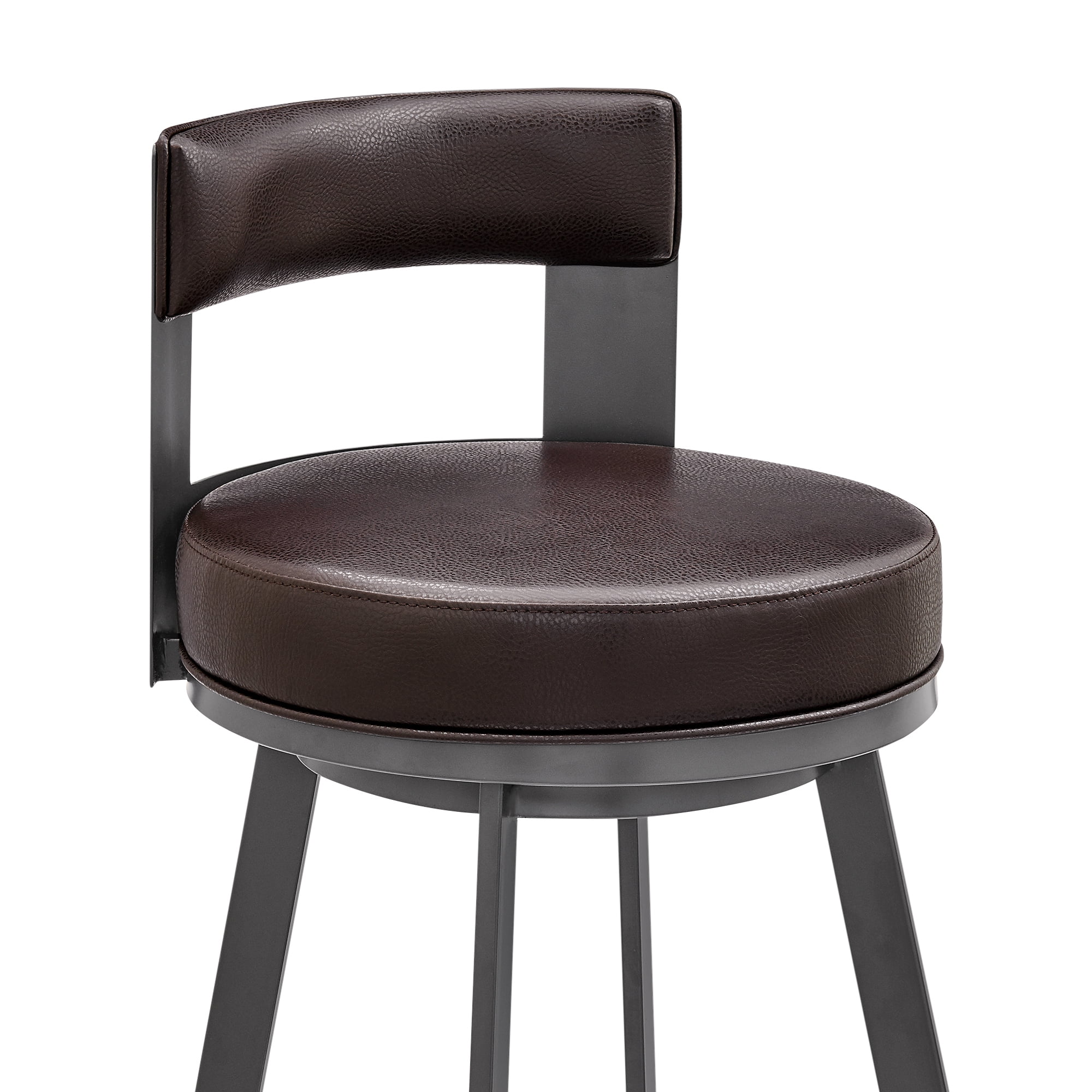Armen Living Flynn26" Swivel Counter Stool in Brown Metal with Brown Faux Leather