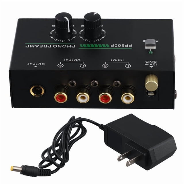 AMERTEER Phono Turntable Preamp Phonograph Preamplifier with R C A Input /TRS Output for Turntable Record Play US Plug