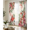 thumbnail image 5 of Cardinal Bird Sheer Curtains 84 Inch Length 2 Panels Set for Living Room/Bedroom, Pine Cones Poinsettia Berry Floral Beige Kitchen Curtains Grommet Semi-Sheer Curtains Window Treatments 42"x84"x2, 5 of 7
