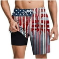 thumbnail image 3 of cllios Men's American Flag Shorts Casual Summer Shorts with Compression Liner Quick Dry Elastic Waist Swim Trunks Vacation Lightweight Beach Shorts with Pockets, 3 of 7