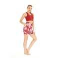 thumbnail image 4 of Women's Athletic Sportswear Solid Bra Top and Patterned Bike Shorts Set in Lotus and Orchid Red Medium, 4 of 5