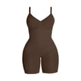 thumbnail image 7 of Womens Seamless Solid Bodysuit Shaper Zipper Shorts Tummy Control Lift Elegant Shapewear Brown XL, 7 of 7