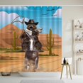 thumbnail image 3 of 4PCS Fishing Cat Shower Curtain Set, Funny Kitten Kitty Boat Tropical Fish Marine Life Seaweed Coral Blue Ocean Sea Kids Bathroom Decor, Waterproof Fabric Shower Curtain, Non-Slip Bath Mat, 3 of 7