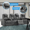 thumbnail image 3 of Weilianda Home Theater Seating Top Grain Nappa Leather Recliner Chair Dual Power Movie Gaming Sofa Electric Headrest with Tray Table Type-C USB Charge Cup Holders (Row of 4 Loveseat Middle), 3 of 8