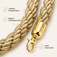 thumbnail image 3 of ABPETE Stanchion Rope, 1.5m/5Ft Barrier Rope Twisted Post Ropes with Snap Hooks for Posts Stands Queue Divider Crowd Control of Hotel, Golden Hook, Champagne Gold Rope, 3 of 7