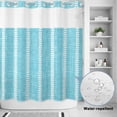 thumbnail image 3 of No Hook Shower Curtain, Turquoise Shower Curtains for Bathroom with See Through Top Window, Modern Boho Vertical Striped Pattern Simple Waterproof & Washable Bath Curtain Long 72"x78", 3 of 9