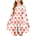 thumbnail image 4 of TaTaai Valentine Heart Print Long Sleeve A-Line Skater Dress, Valentine's Day Gift, Casual Party Twirly Dress Gift, 4 of 5