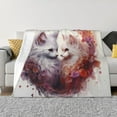 thumbnail image 1 of Cauagu White Red Cat Couple Pattern Fleece Throw Blanket, Horizontal Fleece Bedding Home Decor for Couch & Bed All Season Use-60"x50", 1 of 6