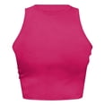 thumbnail image 5 of Solid Color Cropped Tank Top Sleeveless Round Neck Casual Summer Vest for Women, XXL, Hot Pink, 5 of 5