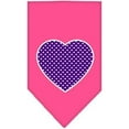 2pcs Pet and Dog Bandana Screen Printed, "Purple Dot Heart" Light Pink
