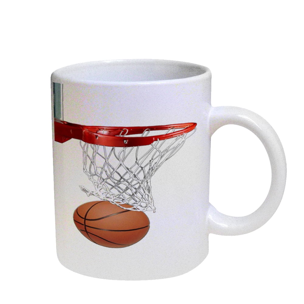 KuzmarK Coffee Cup Mug Pearl Iridescent White Basketball Hoop