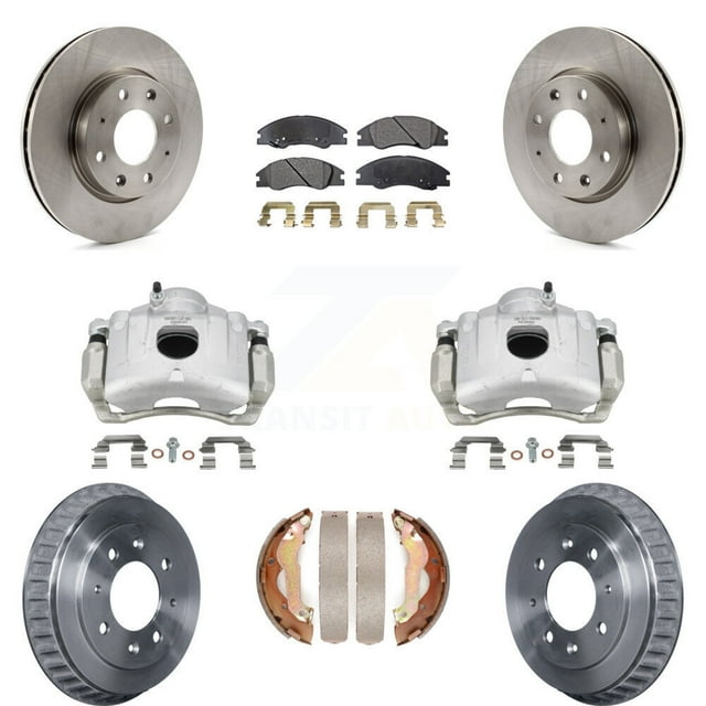 Transit Auto Front Rear Disc Brake Caliper Rotors Drums Ceramic Pads Kit (8Pc) for Car 2007-2009 Kia Spectra KC8-100784T