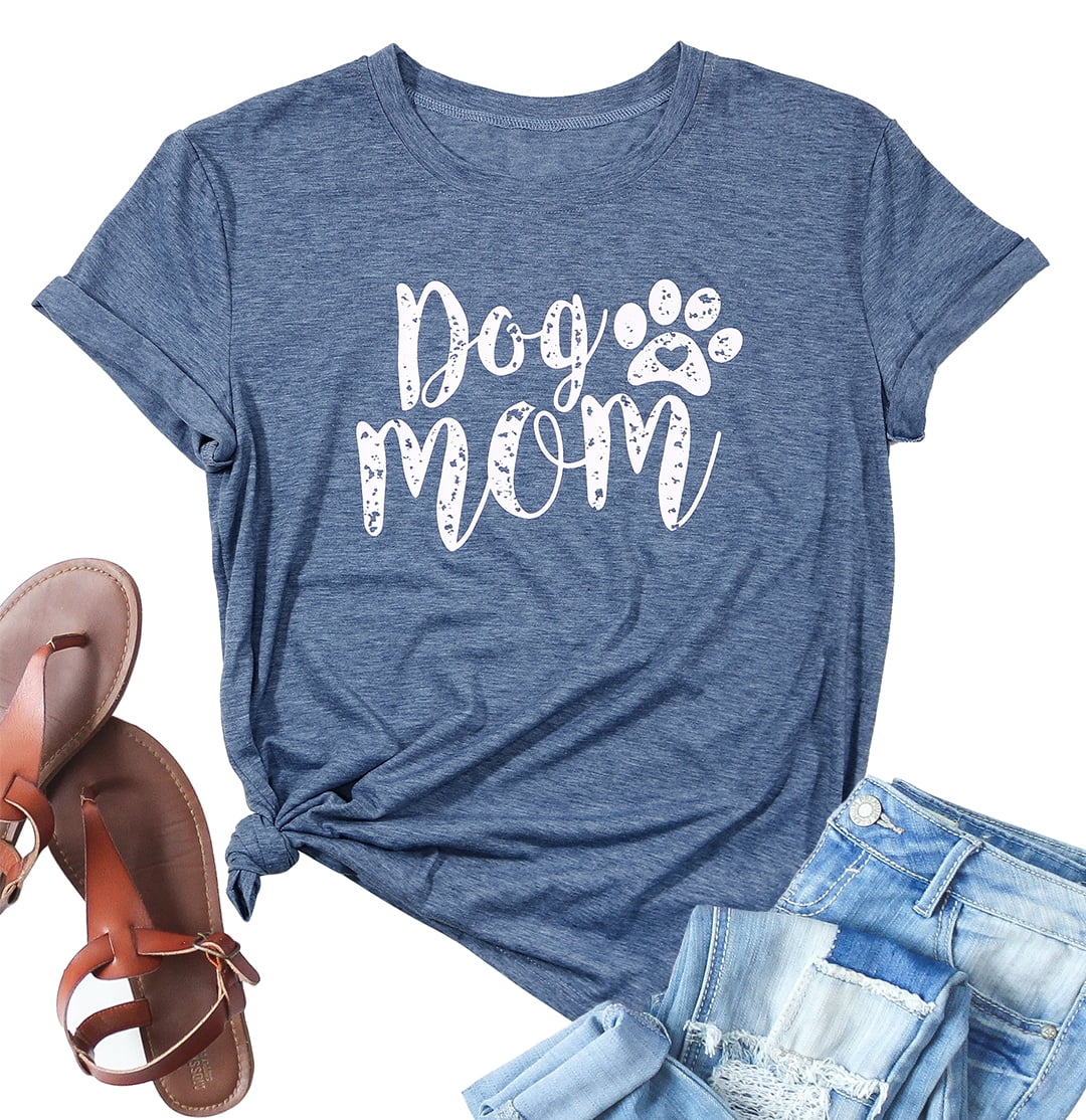 VILOVE Dog Mom Tshirts for Women Funny Dog Paw Graphic Print Short