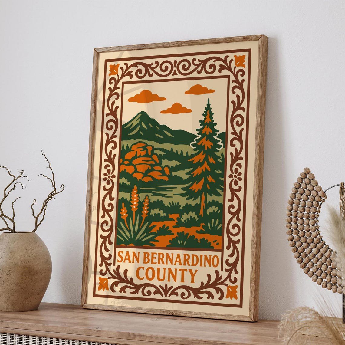 Vintage San Bernardino County Scenic Landscape Art Unframed Paper Print