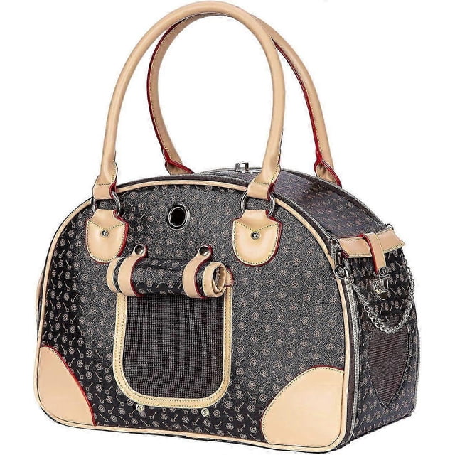 Luxury Pet Carrier, Puppy Small Dog Carrier, Cat Carrier Bag, Waterproof Premium PU Leather Carrying Handbag for Outdoor Travel Walking Hiking Shoppin