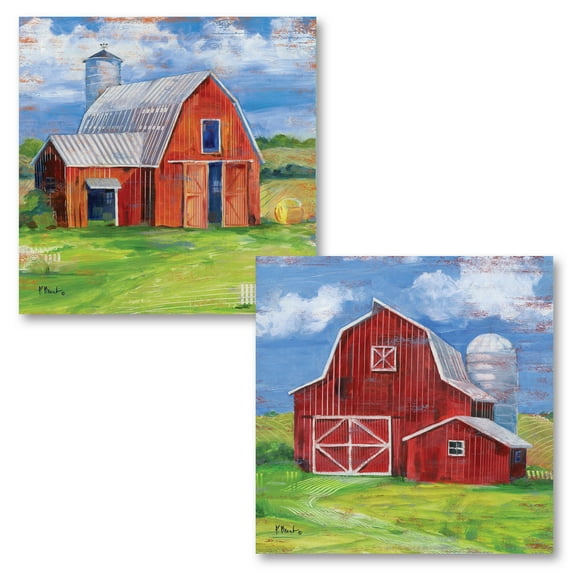 Gango Home Decor Modern Homel& Barn I & II by Paul Brent (Printed on Paper); Two 16x16in Fine Art Paper Giclee Prints