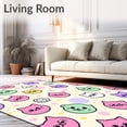 thumbnail image 2 of ODIKA 8'x10' Machine Washable Non-Slip Area Rug, Whimsical Feline Character Cartoon Print with Playful Design High Traffic Rug with Pad, Pink, 724420, 2 of 8