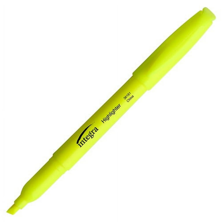 Integra Pen Style Fluorescent Highlighters - Chisel Marker Point Style - Fluorescent Blue - 1 Dozen Integra Pen Style Fluorescent Highlighters - Chisel Marker Point Style - Fluorescent Blue - 1 Dozen