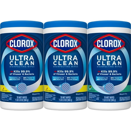 Clorox Ultra Clean Disinfecting Wipes (210 ct Value Pack), 2 Lemon Twist + 1 Fresh Breeze, 70 ct. each (Pack of