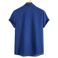 thumbnail image 4 of Camisas Para Hombre Manga Larga De AlgodóN Blusa De Camisa De Color Sólido Con Solapa De Manga Corta Casual De Primavera Y Verano Para Hombres (Navy, 3XL), 4 of 5