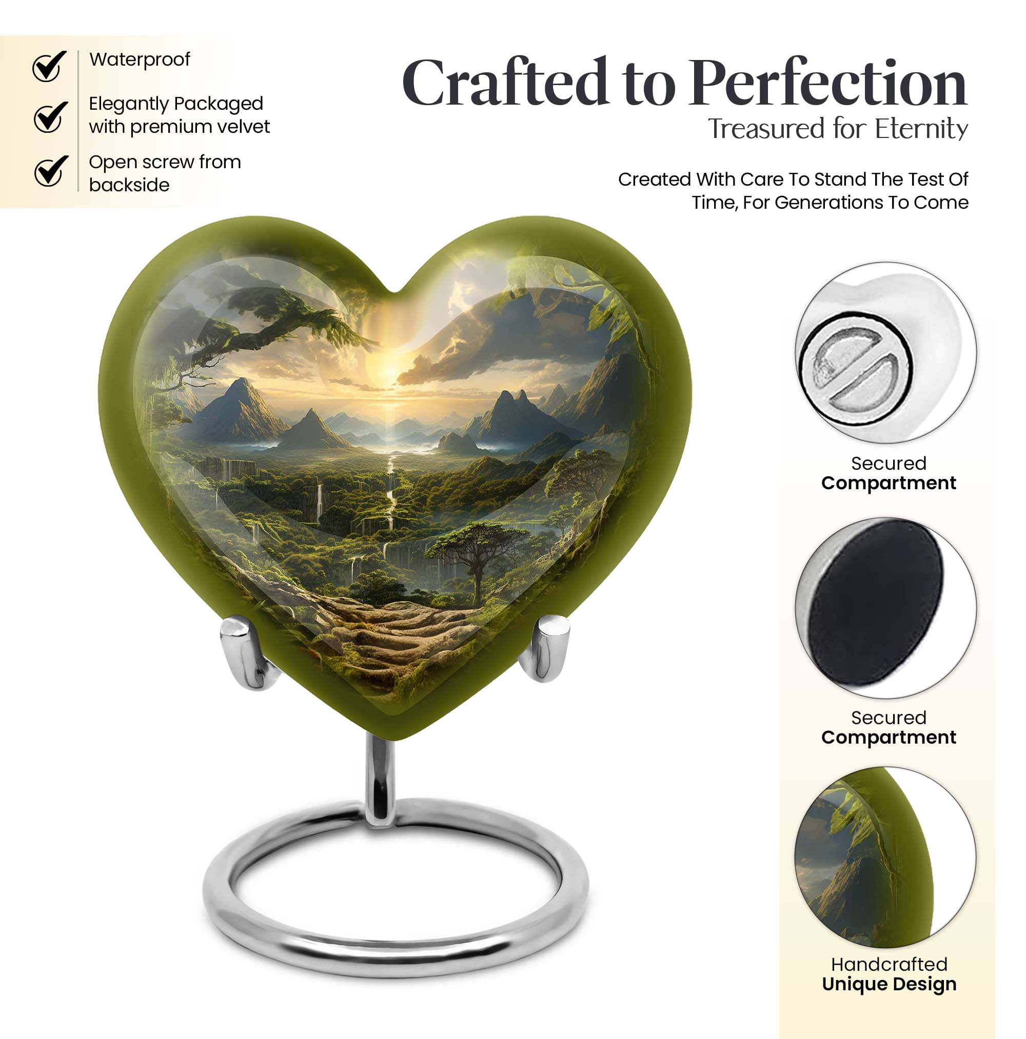Cremation Cream Forest Urns For Human Ashes Adult Father - Funeral Handcrafted Urn For Human Ashes Adult Mother - Memorial Gift For Decorative - 10Inch And 200Lbs Include Velvet Bag