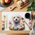 thumbnail image 2 of Easter Puppy Placemats Set of 8, Cartoon Cute Dog Green Orange Red Eggs Spring Pink Floral Leaf Non-Slip Place Mats Washable Table Mats for Kitchen Dining Table Decorations Indoor/Outdoor, 2 of 9