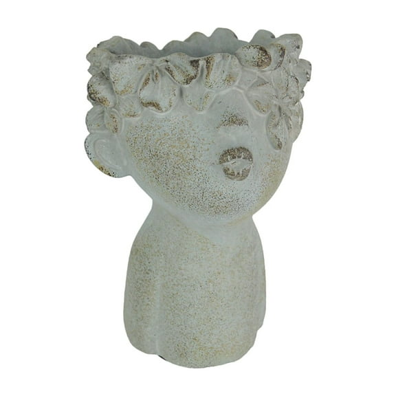 Mayrich Kissing Face Weathered Finish Concrete Head Mini Planter 7 inch
