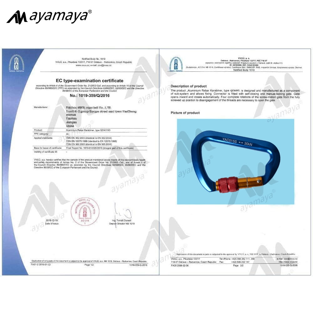 3PACK AYAMAYA Climbing Carabiner, Aluminum D Ring Locking Clip Hook, Screw Locking Screwgate Carabiners,Screw Lock Hook for Traveling Camping (Blue)