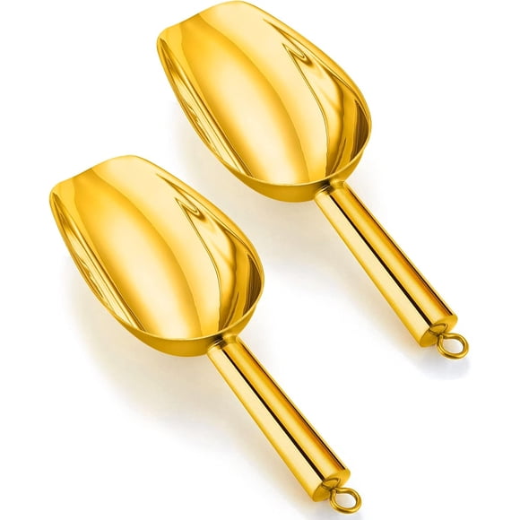 Cuchara para hielo dorada, cuchara para hielo multiusos resistente de acero inoxidable para fiestas en casa, restaurantes, bufés, banquetes, reuniones familiares, bodas (dorada)