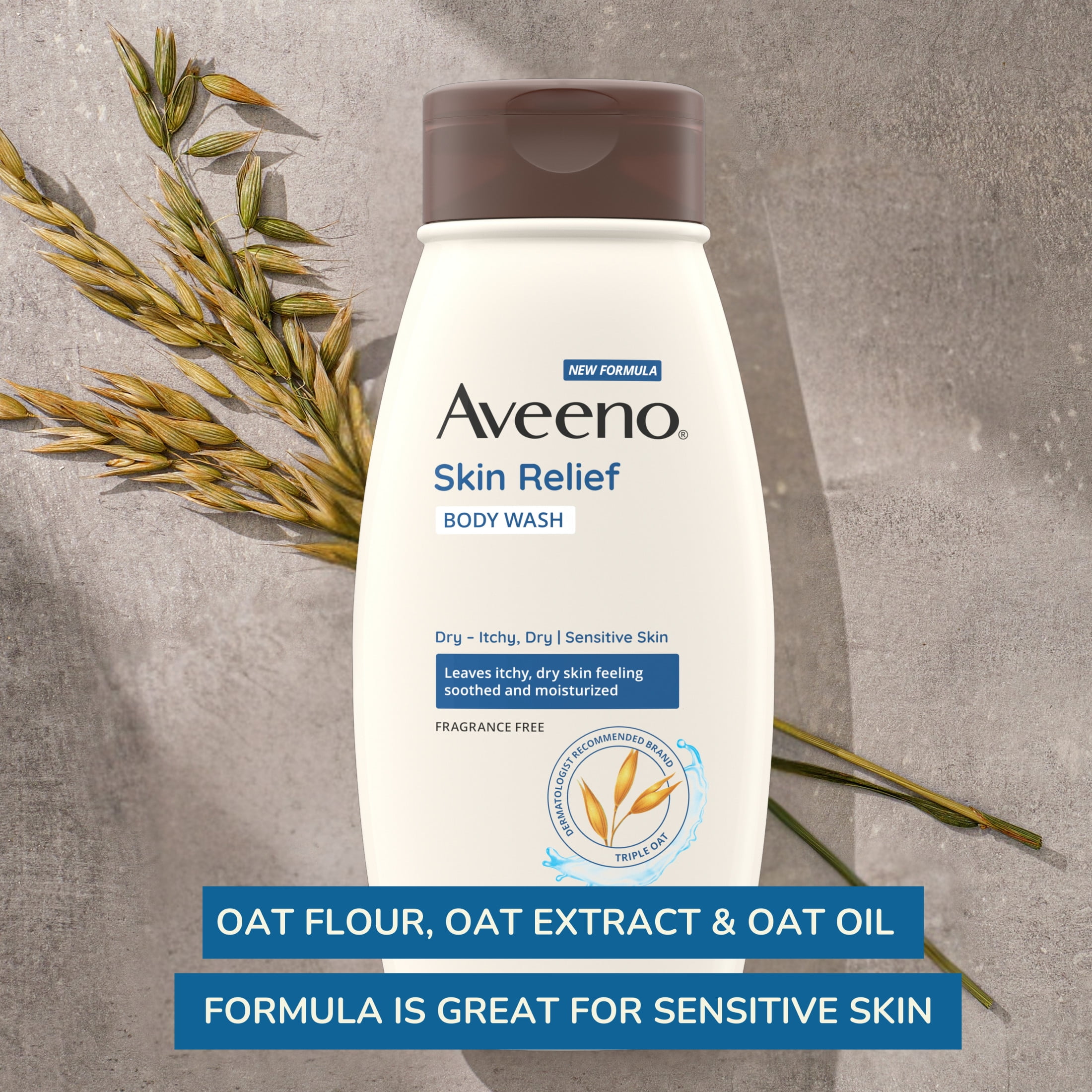 Aveeno Skin Relief Fragrance-Free Body Wash for Sensitive, Dry