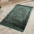 thumbnail image 2 of Modefa Luxury Velvet Prayer Rug with Prayer Beads | Soft Elegant Muslim Turkish Janamaz Sajada Carpet for Men and Women | Plain Solid Prayer Mat Ramadan Eid Gift - Paisley (Dark Green), 2 of 5