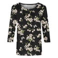 thumbnail image 4 of Womens Blouses Long Sleeve Women's Fashion Printed T-Shirt 3/4 Sleeves Blouse Round Neck Casual Tops, 4 of 5